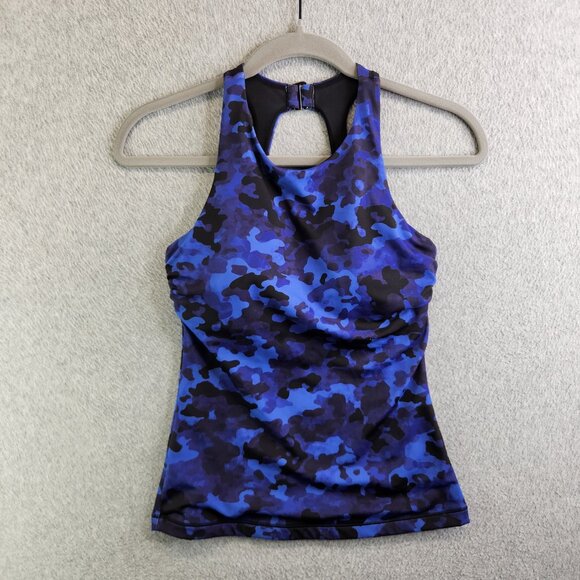 Athleta Tankini Womens 32 B/C Blue Camo Maldives Bra Cup Modest Swimsuit Top - Picture 16 of 16